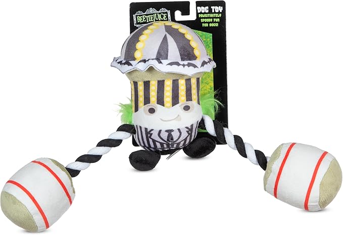 Beetlejuice Carnival Rope Plush Dog Toy, 14” Double Rope Dog Toy, Beetlejuice Toy for Dogs for Halloween