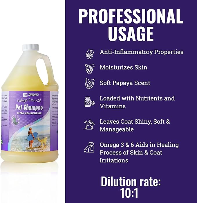 Kenic Premium Emu Oil Anti-Itch Dog & Cat Shampoo – Deep Moisture,Instant Relief for Dry, Irritated Skin, Natural Healing & Soothing Formula, Made in USA