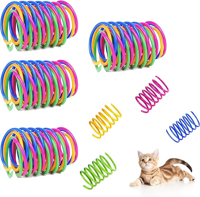 Cat Spring Toys, Bouncy Coil Kitty Cats Spiral Spring Toy for Indoor Cats Heavy Interactive Cat Toys Springy Chew Toys Springs Cat Toy for Biting Entertainment kitten toys (Cat spring toys 16pcs)