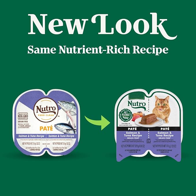 Nutro Perfect Portions Wet Cat Food Pate Salmon & Tuna Recipe, 2.64 oz. Twin-Pack Trays (24 Count, Pack of 1)