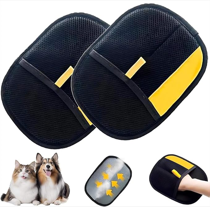 Pet Fur Remover,2pcs Pet Hair Removal Glove, Electrostatic Gloves Pet Hair, Reusable Cats & Dogs Grooming Gloves for Hair Removal