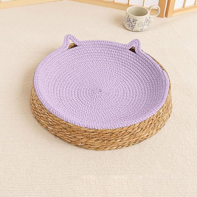 Cat Lounge Disc Bed Circular Sisal Fiber Ventilated Cooling Scratch Board Pad Rest Sleep Toy Tunnel Jump Fitness Paw Care Relaxation Ergonomic Nonslip FurnitureSafe Premium
