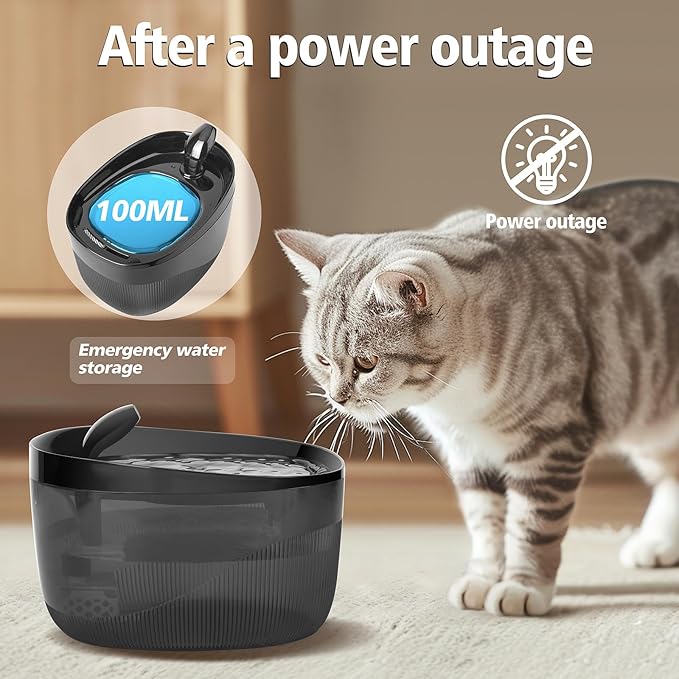 74oz/2.2L Cat Water Fountain, Automatic Indoor Pet Fountain Cat Water Dispenser with Ultra Quiet Pump, 2 Flow Modes, Triple Filter, LED, BPA-Free (Black)