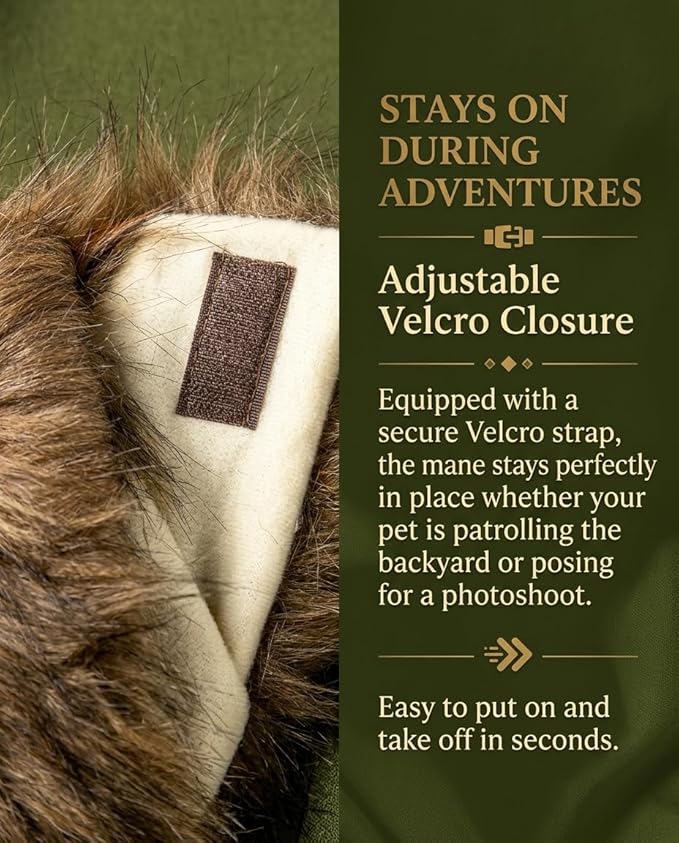 2 pcs Small Code Costume for Cat Lion Mane Wig Set – Halloween Cat Costumes | Adjustable Washable Pet Lion Costume for Christmas, Easter, Parties (Brown, Purple)
