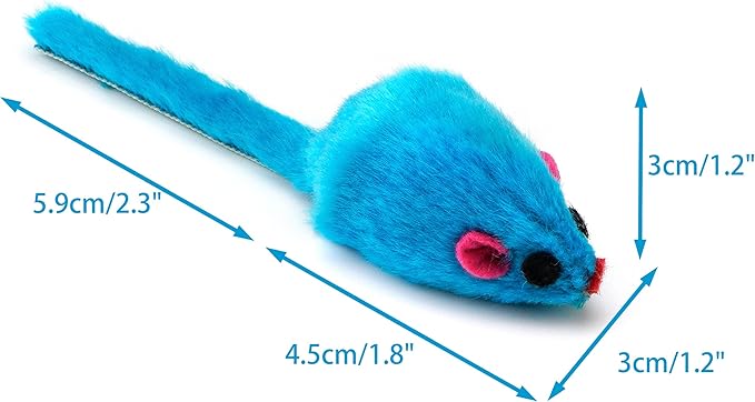 CHIWAVA 60PCS 4.1'' Furry Cat Toy Mice Rattle Small Mouse Kitten Interactive Play Assorted Color