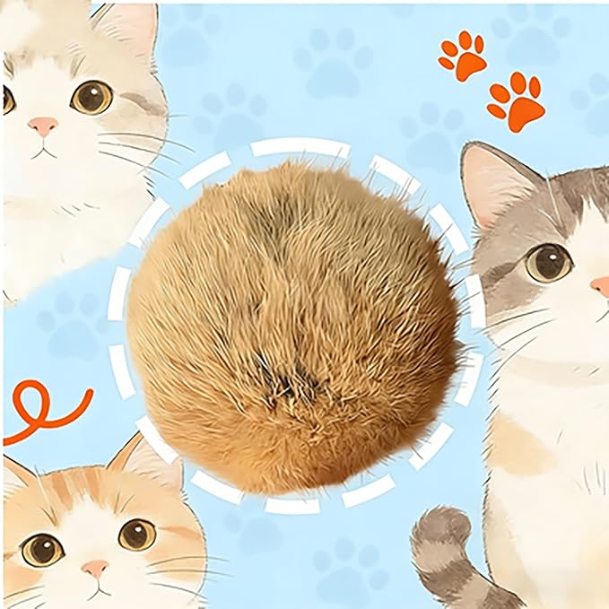 Rabbit Fur Ball Cat Toy, Soft Plush Catnip Cat Toys for Indoor Cats, Durable Kitten Chew Toys for Biting, Natural Fur Cat Toys for All Breeds of Cats(3PCS)