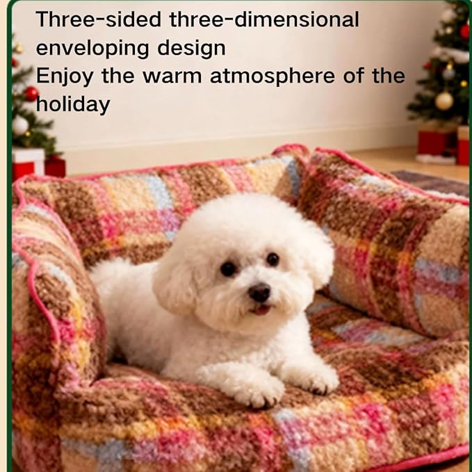 Vintage Furniture Style Sofa Pet Bed - Detachable Washable Plush Dog & Cat Couch with Metal Frame, Retro Style Pet Furniture, Soft Cozy Support for Pets (L)