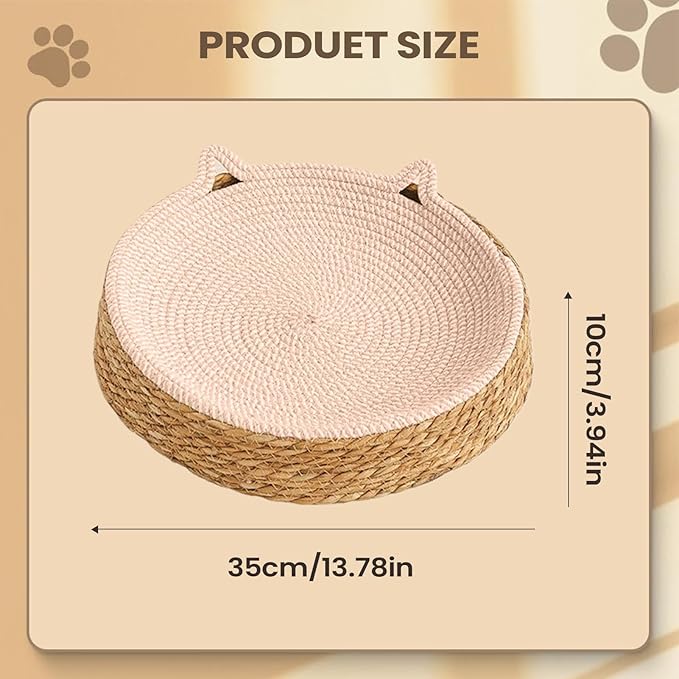 Cat Lounge Disc Bed Circular Sisal Fiber Ventilated Cooling Scratch Board Pad Rest Sleep Toy Tunnel Jump Fitness Paw Care Relaxation Ergonomic Nonslip FurnitureSafe Premium
