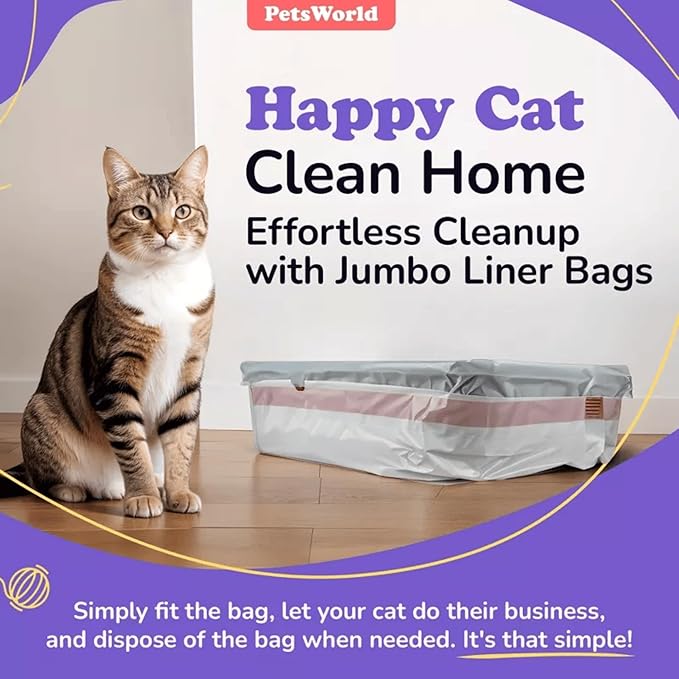 PETSWORLD CAT Litter Box Liners, Jumbo: 45 X 18-in, 25 Count