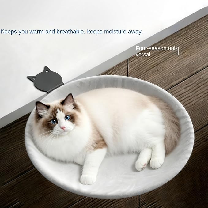 Desk Cat Bed Perch | Cat Bed with Removable Cover, Attaches to Desk, Supports Up to 60lbs, Perfect for Sleeping, Climbing, Furniture, Apartment, Home, Indoor Table, Comfortable Pet Perch