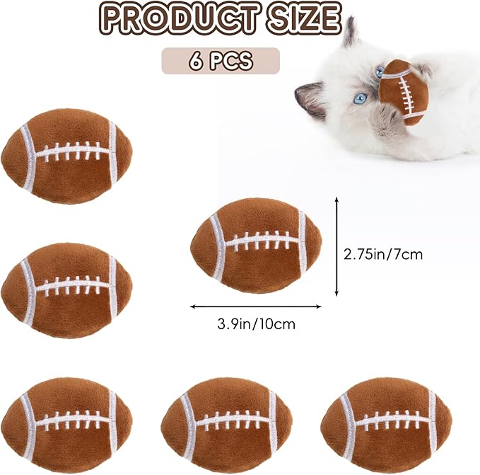 6pcs Catnip Toy, Indoor Football Shaped Cat Toy Plush Interactive Chew Bite Toys for Cat Kitten Indoor Festive Holiday Cat Lover Gift