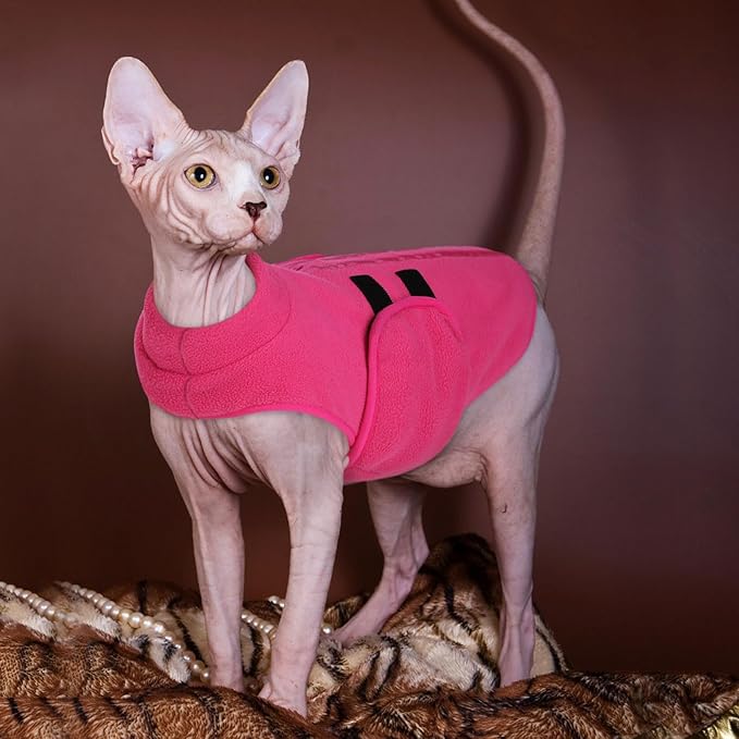 Queenmore XXS Dog Sweater, Soft Fleece Vest Pullover Dog Jacket with Leash Hole, Warm Winter Dog Clothes Cold Weather Doggy Dachshund Sweaters for Small Dogs Cats Boy or Girl (Pink, XXS)