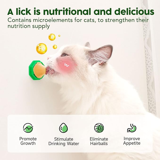 Potaroma 6 Pack Cat Energy Ball Toys, Includes Catnip, Edible Kitty Toys for Cats Lick, Safe Healthy Kitten Chew Toys, Teeth Cleaning Dental Cat Toy, Cat Wall Treats