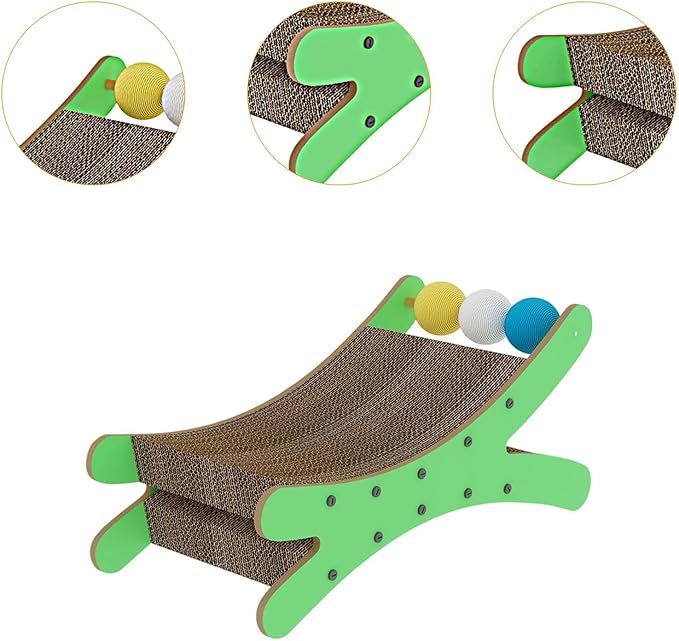 Cat Couch Scratcher Scratching Pad Modern Pet Furniture Cardboard Scratching Nest Cat Bed for Resting Playing Sleeping- Green