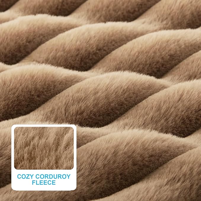 Comfort Dog Beds for Extra Large Dogs,Dog Bed with Removable Washable Cover, Deluxe Plush Dogs Bed for Crate with Pillow, Anti-Slip Pet Mat Mattress for Kennel with Durable Zipper(Brown,XL)