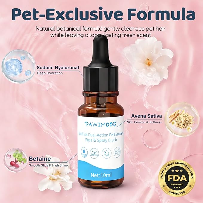 2 Pack No-Rinse Coat Care Essence for Dogs & Cats | Includes Fine Mist Spray Bottle (60ml/2oz Refillable) to Nourish & Shine | Conditioning Formula Soothes Skin, Pomegranate Scent (Pink)