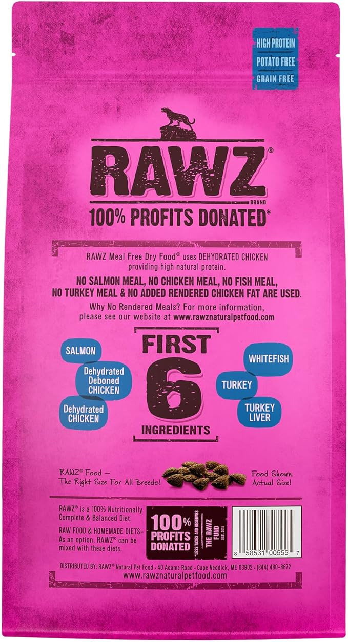 Rawz Salmon, Dehydrated Chicken & Whitefish Recipe Natural Dry Cat Food (3.5lb, Salmon, Dehydrated Chicken & Whitefish)