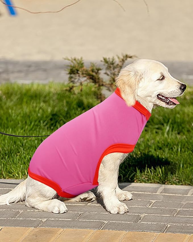 PET SHOW 4 Pack Blank Dog Shirts for Medium Large Dogs Female Tank Top Tee Solid Red Pink T-Shirts Pets Daily Plain Sleeveless Vest Dog Clothes Girls(Large)