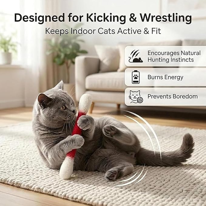 LEDeng Cotton Swabs Cat with Catnip, Swabs Catnip Toys Set of 6 Soft Plush Kicker Toys, Sturdy Teething Chew Toy (B)