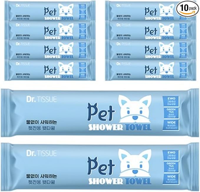 Extra Large Size - 20.5" x 12.6" Pet Wipes | Individually Packaged | Paw Wipes | Hypoallergenic | Grooming | Bathing | Green Tea Scented Deodorizing | Tear Stain | All Purpose Bath Wipes | 10 Counts