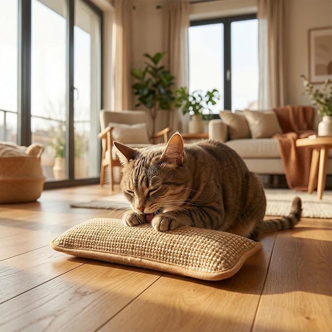 Cat Toy, Interactive Catnip Chew Toy, Durable 12 Inches Catnip Kicker Soft Sisal Pillow with Organic Catnip for Kittens and Adult Cats for Indoor Scratching, Chewing & Teething (3)