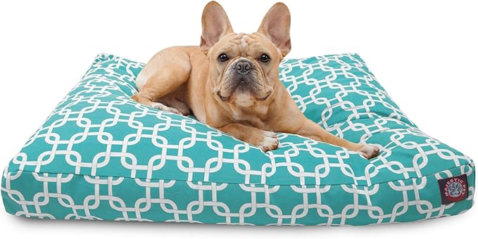 Majestic Pet Shredded Memory Foam Dog Bed Small with Removable Washable Cover – Rectangle Orthopedic Dog Bed–Durable Dog Crate Bed-Flat Dog Bed for Senior Dogs - (27x20) S - Links - Teal