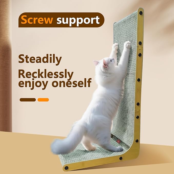 Cat Scratcher, 26.8 Inch L Shape Cat Scratch Pad Wall Mounted, Cat Scratching Cardboard with Ball Toy for Indoor Cats, Extra Large
