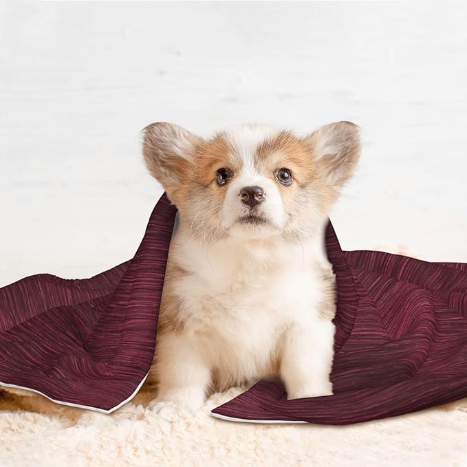 Cat Dog Blanket Burgundy Metal with Subtle Shine Lines Ultra Soft Warming Mat for Indoor Pet Beds Furniture 27.6 X 19.7inch