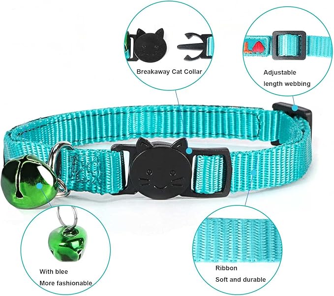Customizable Breakaway Cat Collar Personalized Cat-ID Collar Embroidered Pet Name Phone Safety Collars with Bell