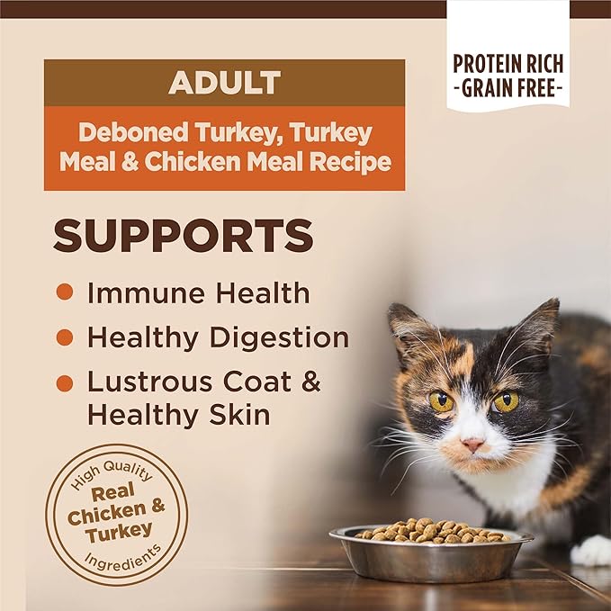 Wellness CORE Adult Dry Cat Food, Natural, Grain Free Kibble, Turkey and Chicken Recipe, 5 lb Bag