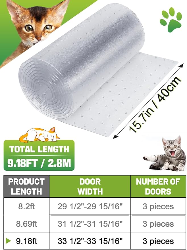 9.18Ft(L) Carpet Protector for Pets - Anti-Slip Cat Carpet Protector, Scratch Resistant Pets Scratch Stopper, Easy to Cut Floor Runner Under Doorway to Prevent Tearing