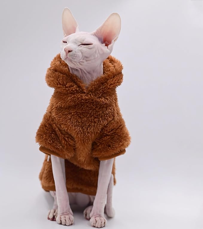 Sphynx Cat Apparel Kitty Clothes Warm Autumn and Winter Hairless Cat Outfits Cat Clothes for Devon Rex Cats, Cornish Cats and Small Cats (Black, X-Small)