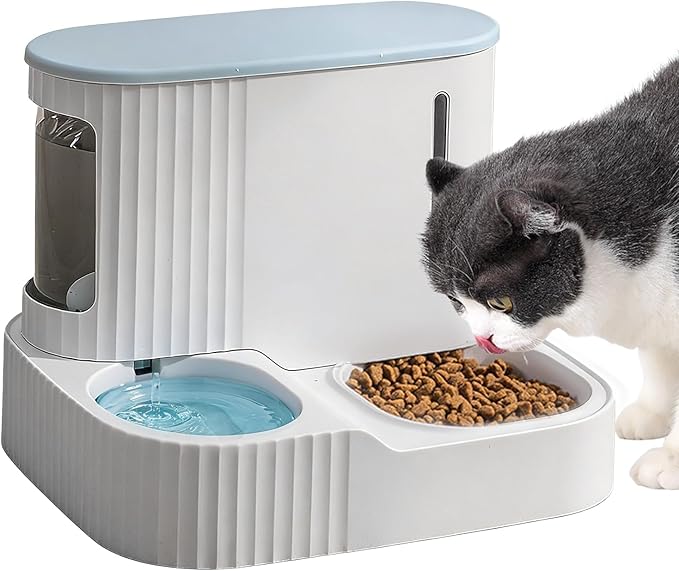 Cat Water and Food Dispenser | 2 in 1 Water Feeder,3L Detachable Automatic Pet Food Dispenser,for Kitten Puppy Home Indoor Vacation Feeding Watering