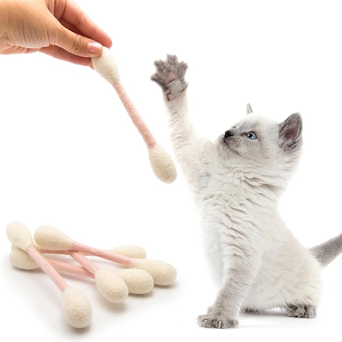 Glaciart One Swabs Cat Toys with Catnip - 6 Pk | Durable for Chew, Cute Cat Toys Interactive Kitty for Boredom, Exercise, & Play | Filled w/Organic Catnip for Anxiety & as Digestive Aid | Gift Idea