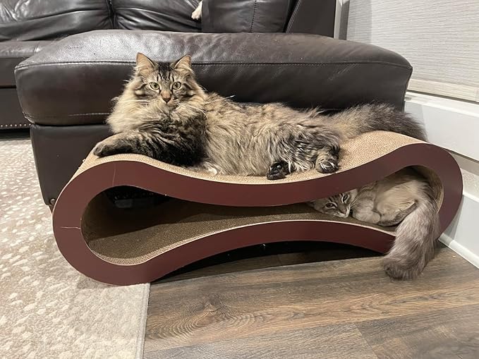 Extra Large Cat Scratcher Cardboard Bed, 34" Horizontal Cat Scratcher Cardboard Lounger, 100% Recyclable & Reversible Durable Board Pads Prevents Furniture Damage