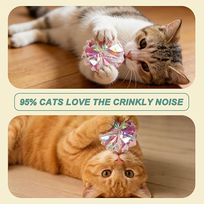Interactive Cat Toys Set, Silvervine Chew Sticks and Cat Crinkle Balls, Indoor Cat Toys for Exercise and Dental Care, for All Cat Breeds (7 Pack)