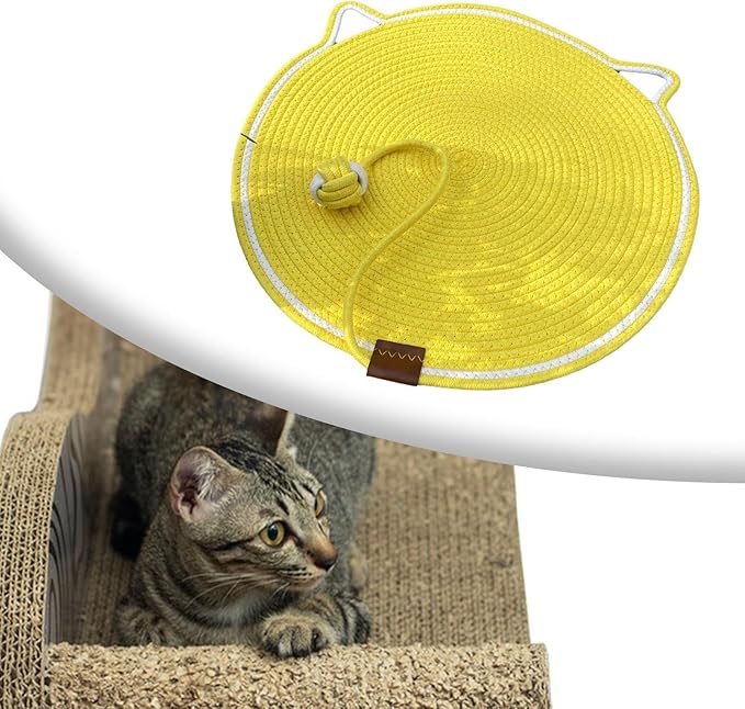 Cat Scratch Scratching Pad Lightweight Sleeping Bed Anti Slip for Sofa Couch Floor with Ball Furniture Protector, Yellow