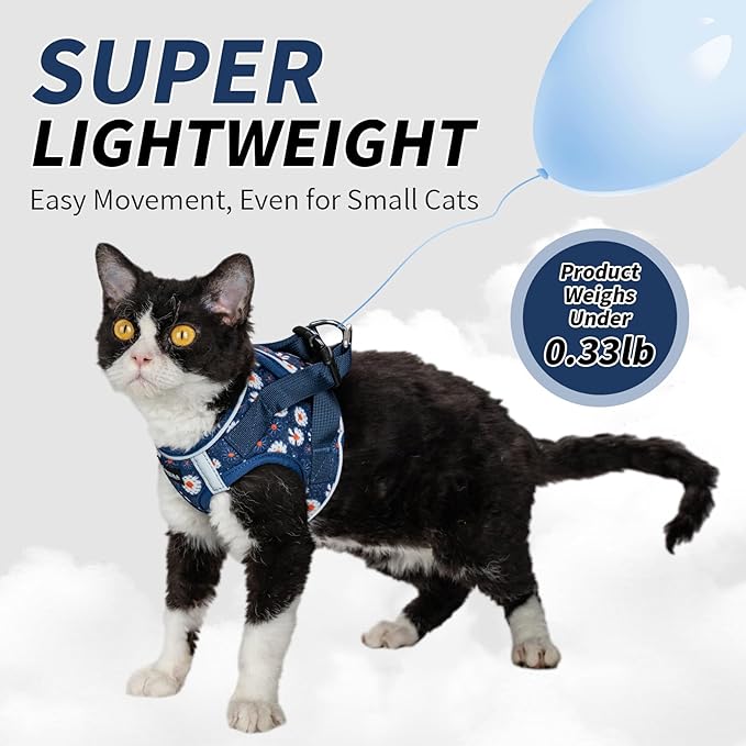 Arblina Soft Mesh Cat Harness and Leash Set for Walking,Escape Proof No Choke Step in Kitten Vest Harness,Reflective Ajustable Puppy Vest for Traveling