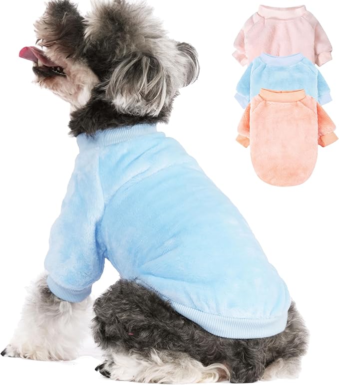 Dog Sweater | 3-Pack Clothes Jackets XXS - XXL for Small Dog Breed (Male & Girl), Soft Winter Coats Sweaters for Dogs and Cats, Pet Apparel Outfits (Ballet Pink,Light Blue,Peach, Medium)