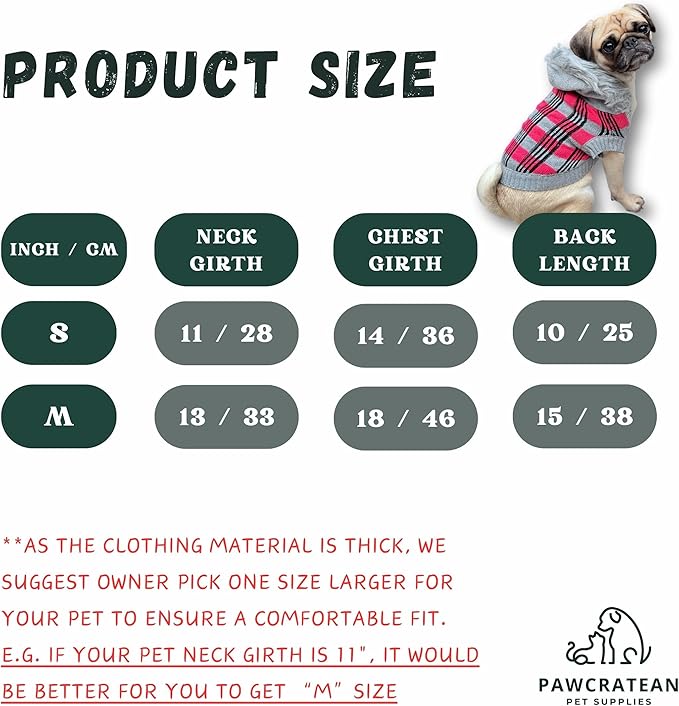 Cute Sweater for Dogs and Cats Soft Flannel Pet Outfit Warm and Cozy Animal Vest Small to Large Pet Clothes for Halloween Parties and Everyday Wear (Large, Green Checkered with Hat)