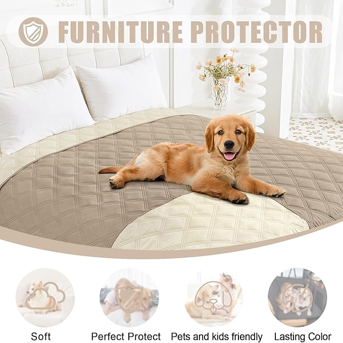 Smiry Waterproof Dog Bed Cover Blanket 40x70, Soft Reversible Pet Blanket, Washable Leakproof Cats Dogs Couch Cover for Sofa, Couch, Furniture, Taupe/Beige