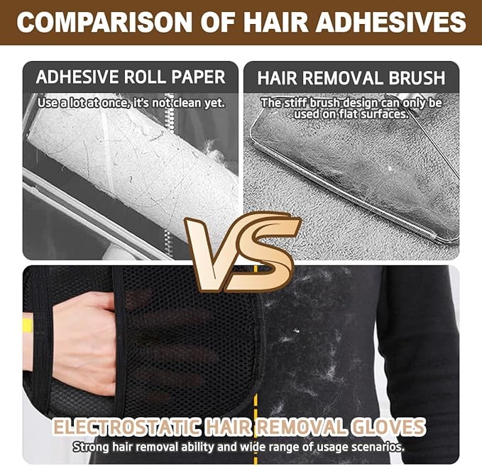 2Pcs Pet Hair Remover Glove for Cats Dogs Grooming Gloves, Electrostatic Pet Hair Removal Glove Reusable The Magic Brush Pet Hair Remover Suitable or Clothing, Sofas, Furniture, Carpets, and Car Seat