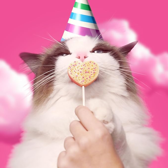 Bonkers Purrpops Birthday Edition Freeze-Dried Chicken Flavored Lollipop Treats for Cats, 4 Pieces (Pack of 13)