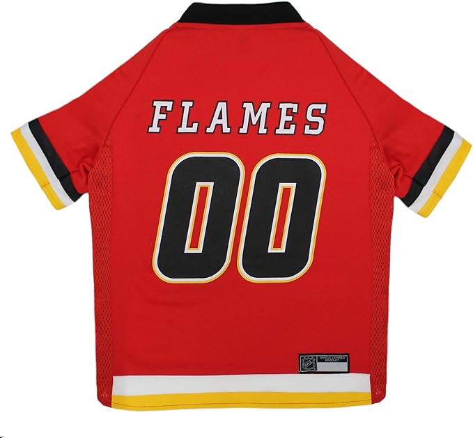 NHL Calgary Flames Jersey for Dogs & Cats, X-Large. - Let Your Pet Be A Real NHL Fan!
