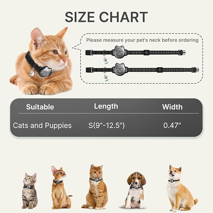 Waterproof Airtag 2nd & 1st Cat Collar, Breakaway Cat Airtag Collar with Luminous & Reflective Fish Pattern, Lightweight Kitten Collars for Apple Air tag, Hidden GPS Tracker Holder for Cats, Kittens