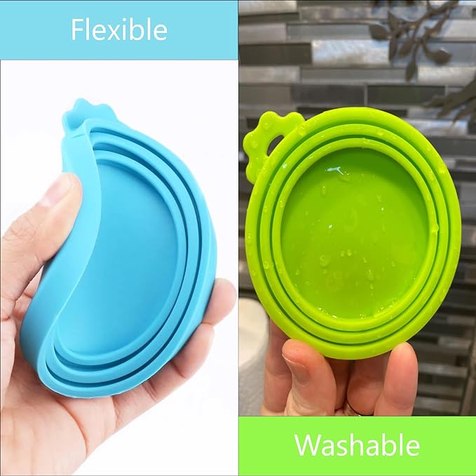 4 Pack Pet Food Can Cover Silicone Can Lids for Dog and Cat Food(Universal Size, One fit 3 Standard Size Food Cans)
