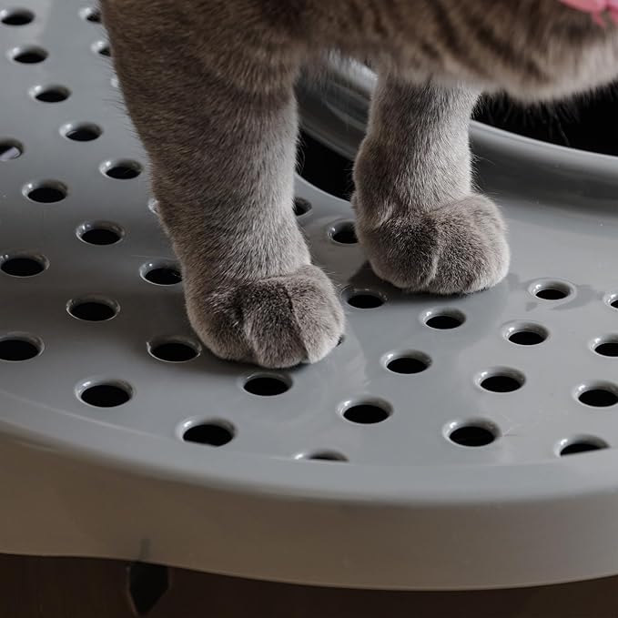 Iris Ohyama Cat Litter Box with Scoop, Up to 7kg, Black/Gray, Top Entry, Cat Litter Tray, Enclosed, for Kitten, High Sided, Hooded, Large, Jumbo, BPA Free, Deep, Easy to Clean, TECL-20