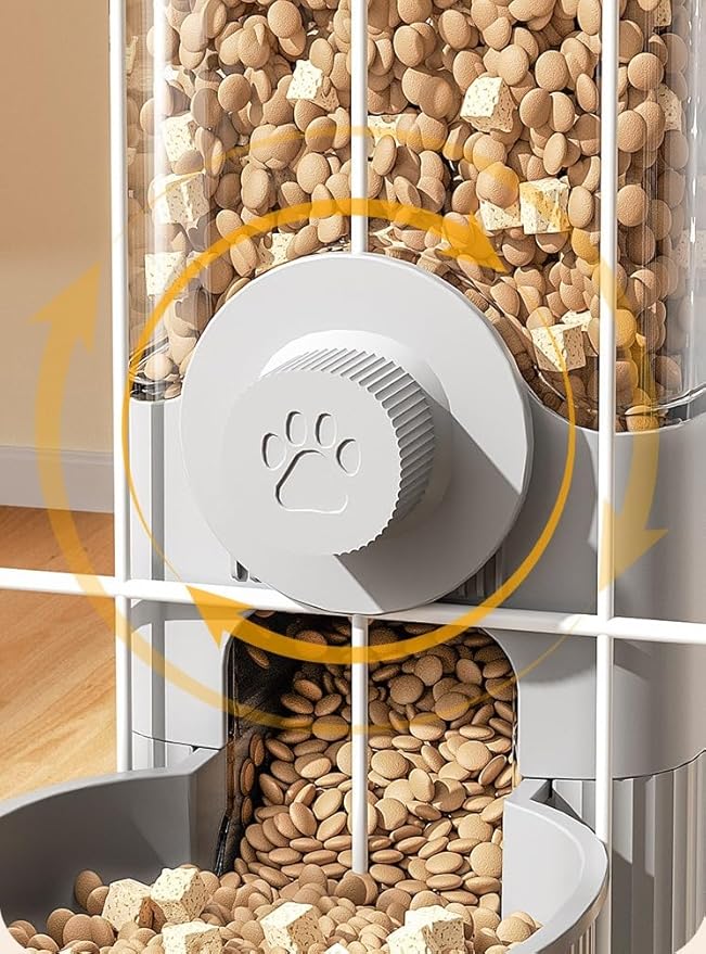 Automatic Pet Feeder and Water Dispenser Set for Small Dog Cat Puppy Rabbit (Grey)