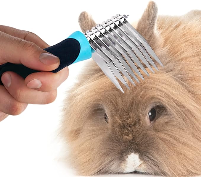 SunGrow Poodle Dog & Bunny Comb Dematting and Detangler Long Hair, Thick Undercoat Brush, for Rabbit, Persian, Maine coon Cat