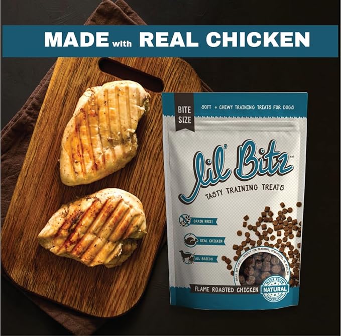 Soft & Chewy Training Treats for Dogs, Bite Size Reward Treats for Training & Positive Reinforcement, Grain Free Treats Made with Real Chicken, Flame Roasted Chicken Flavor, 12 Pack (4 oz Each)